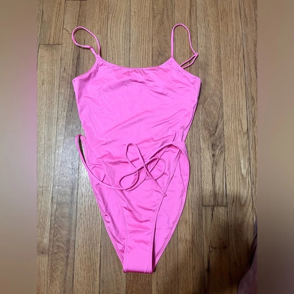 MONICA HANSEN BEACHWEAR Revolve Bardot One Piece in Pink - Picture 4 of 6